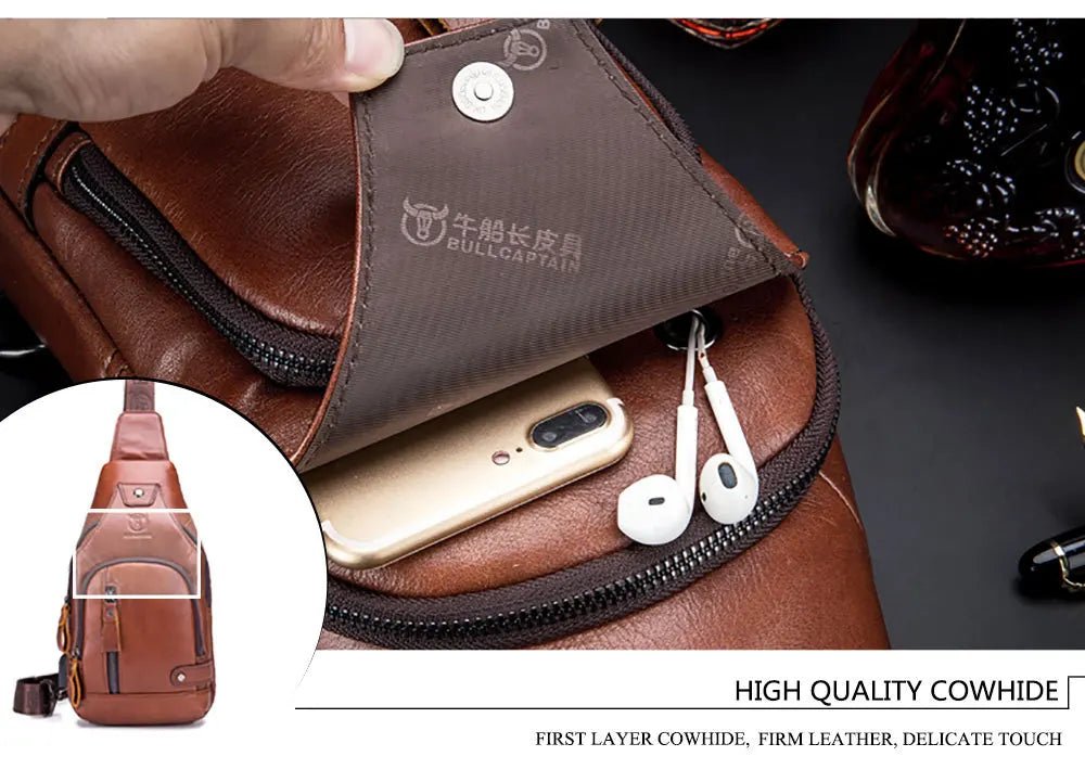 Genuine Leather Crossbody USB Bag - More than a backpack
