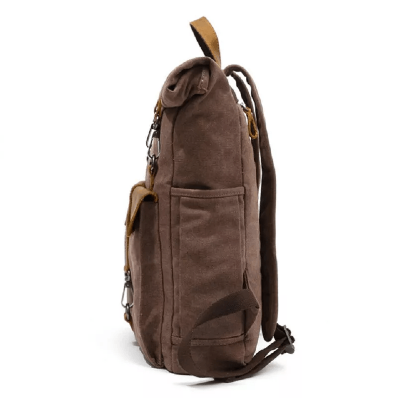 Canvas and Leather Roll-Top Vintage Backpack - More than a backpack