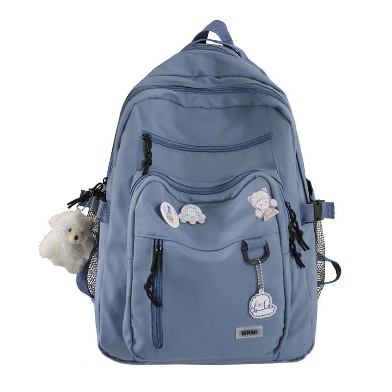 Chic Badge School Backpack with Bear Keyring - More than a backpack