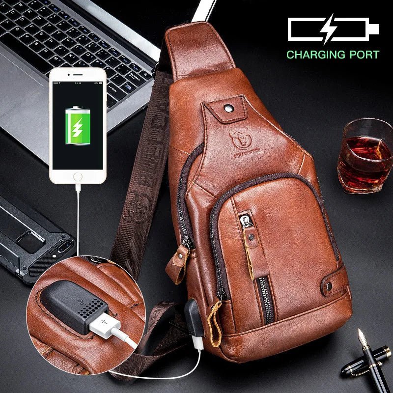 Genuine Leather Crossbody USB Bag - More than a backpack