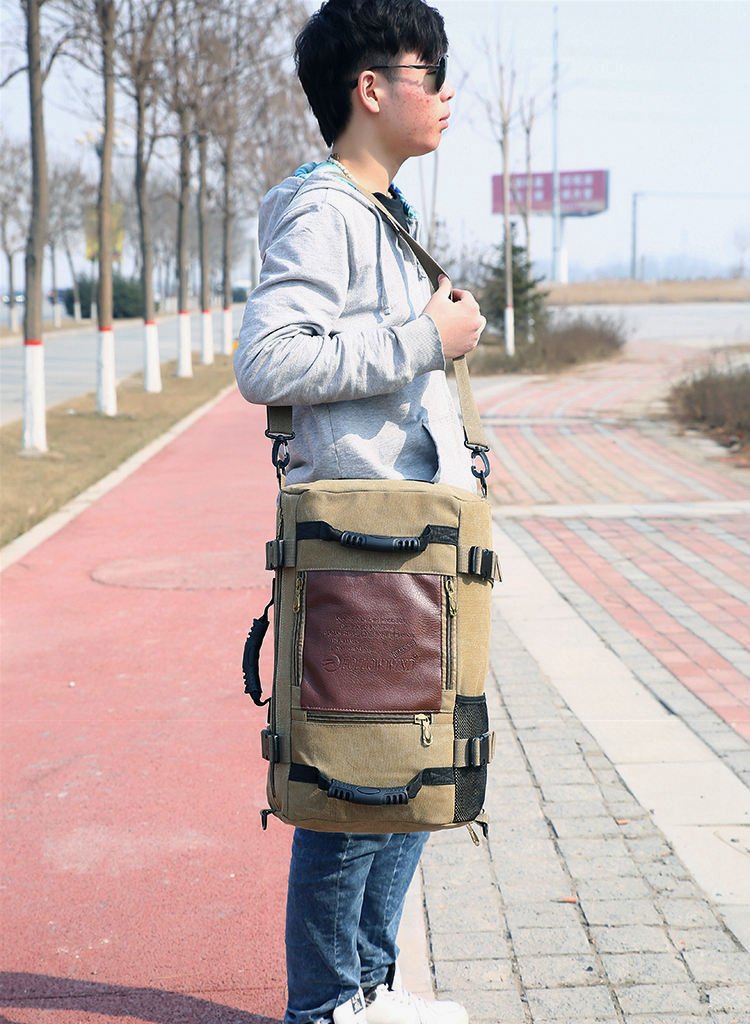 Vintage Large Canvas Travel Bucket Backpack - More than a backpack