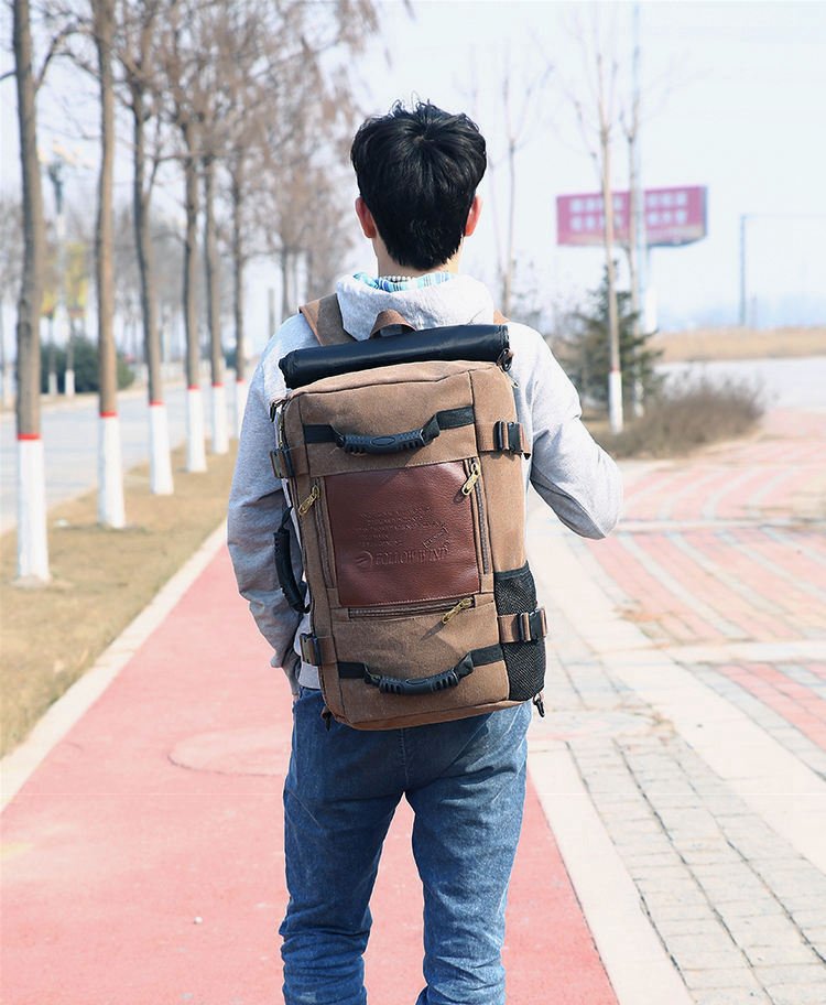 Vintage Large Canvas Travel Bucket Backpack - More than a backpack