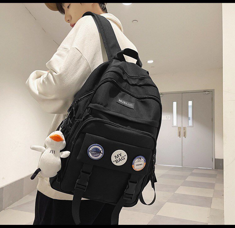 Korean Badges Waterproof School Backpack - More than a backpack