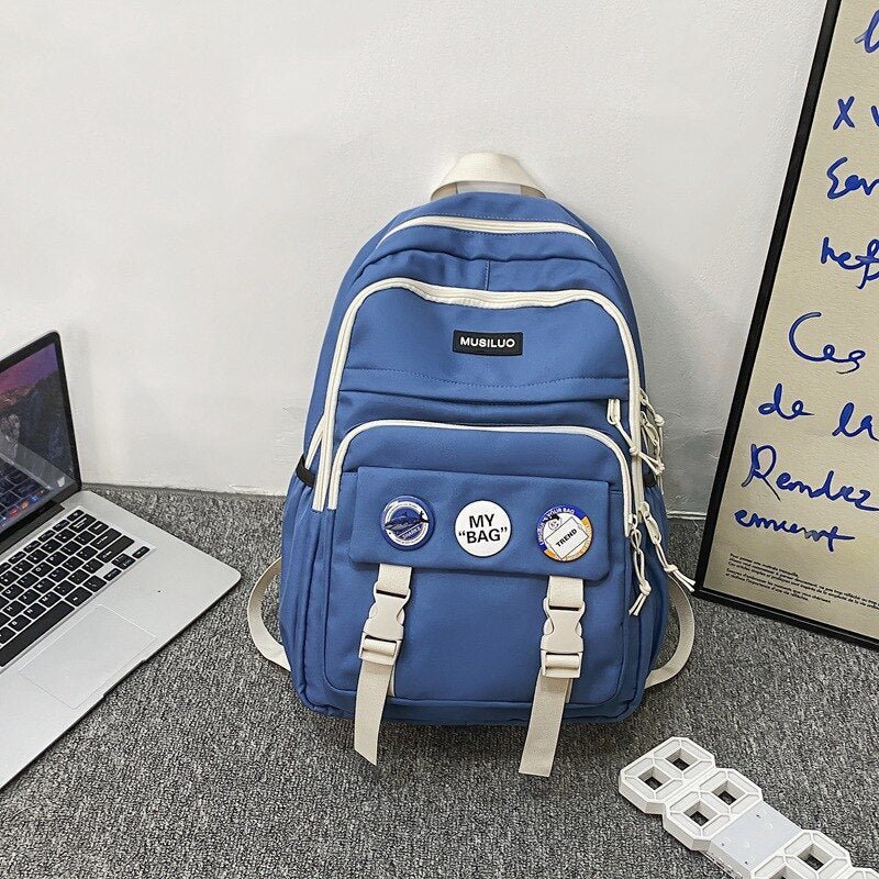 Korean Badges Waterproof School Backpack - More than a backpack